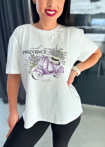 Bluzka skuter i lawenda N728 kremowy