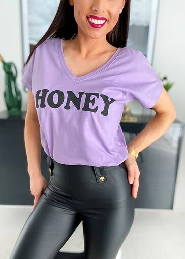 T-shirt z napisem Honey K155 fioletowy